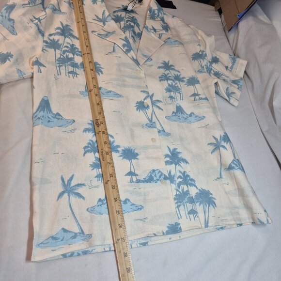 Gianni Bini Womens Size M Margaux Palm Tree Button Front Linen Blend Blouse (62) - Picture 11 of 11